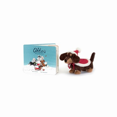 Jellycat Otto's Snowy Christmas and Winter Warmer Otto Sausage Dog UK | 53624RVOH
